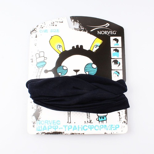 7WBURU-013 Шарф-трансформер тонкий, синий, фото №3